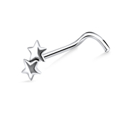 Double Stars Silver Curved Nose Stud NSKB-1008